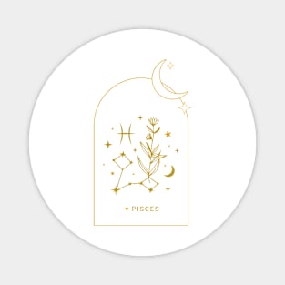 Pisces Zodiac Constellation and Flowers - Astrology and Horoscope Magnet